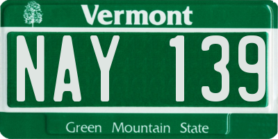 VT license plate NAY139