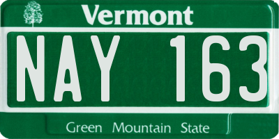 VT license plate NAY163