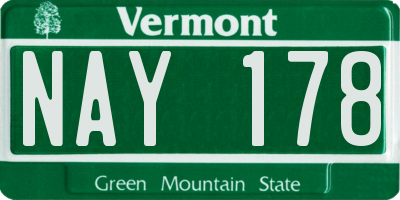 VT license plate NAY178