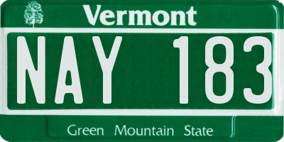 VT license plate NAY183