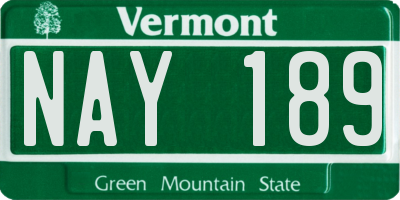 VT license plate NAY189