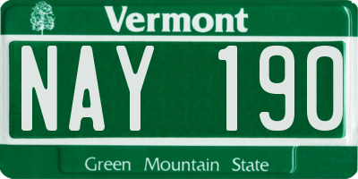 VT license plate NAY190