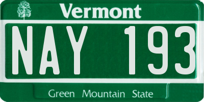VT license plate NAY193