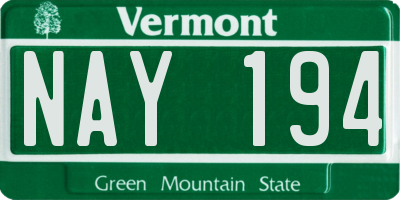 VT license plate NAY194