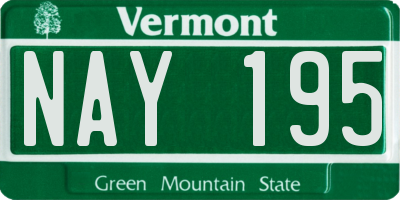 VT license plate NAY195
