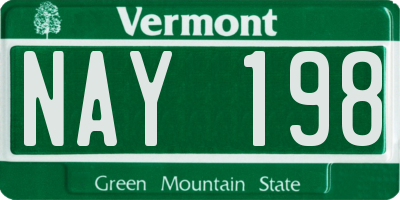 VT license plate NAY198