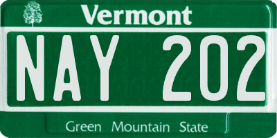 VT license plate NAY202