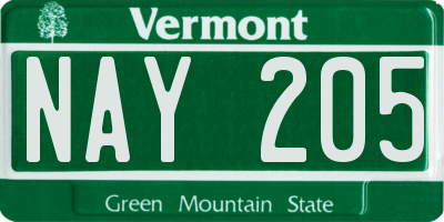 VT license plate NAY205