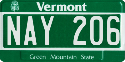 VT license plate NAY206