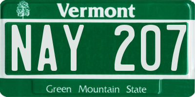 VT license plate NAY207
