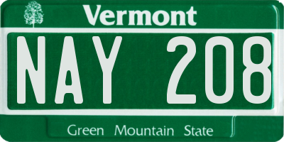 VT license plate NAY208