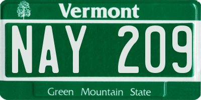 VT license plate NAY209