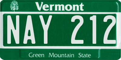 VT license plate NAY212