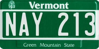 VT license plate NAY213