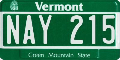 VT license plate NAY215
