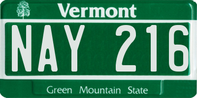 VT license plate NAY216