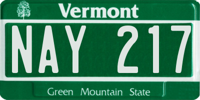 VT license plate NAY217