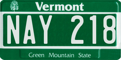 VT license plate NAY218
