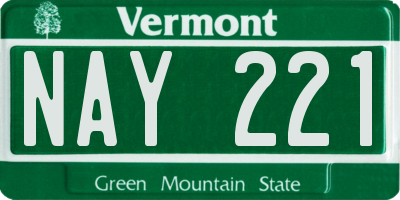 VT license plate NAY221