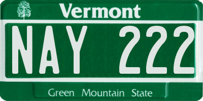 VT license plate NAY222