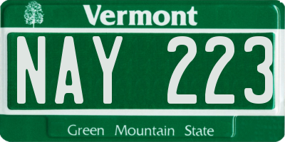 VT license plate NAY223