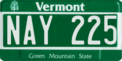 VT license plate NAY225