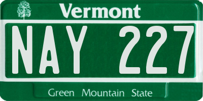 VT license plate NAY227
