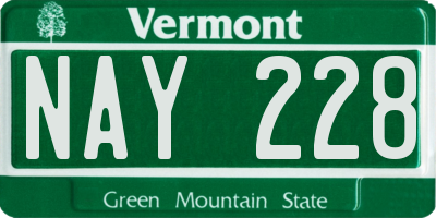 VT license plate NAY228