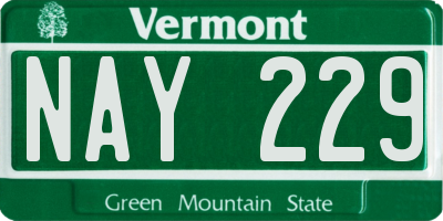 VT license plate NAY229