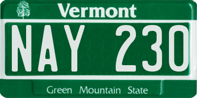 VT license plate NAY230