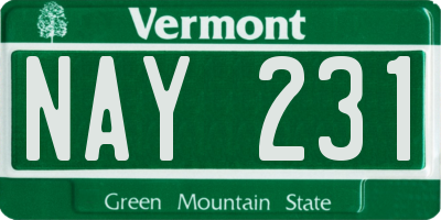 VT license plate NAY231