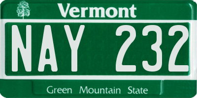 VT license plate NAY232