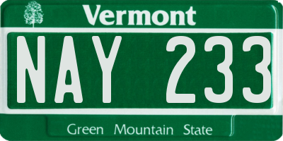 VT license plate NAY233