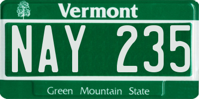 VT license plate NAY235