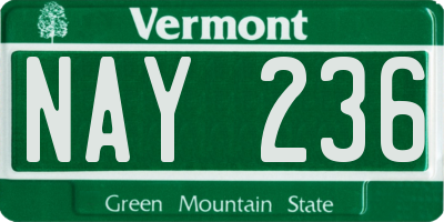 VT license plate NAY236
