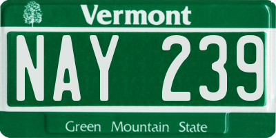 VT license plate NAY239