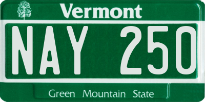 VT license plate NAY250