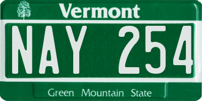 VT license plate NAY254