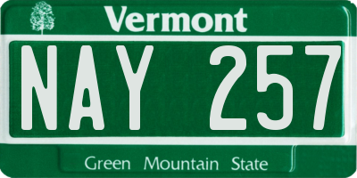 VT license plate NAY257