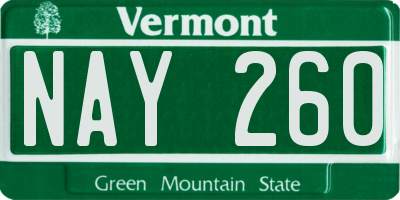 VT license plate NAY260
