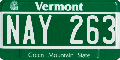 VT license plate NAY263