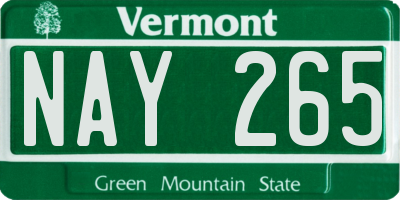 VT license plate NAY265
