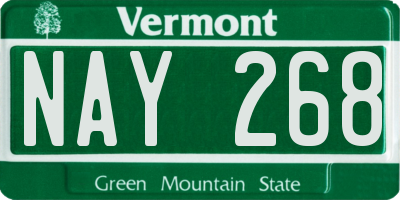 VT license plate NAY268