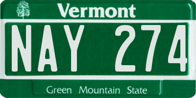 VT license plate NAY274
