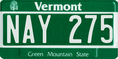 VT license plate NAY275