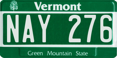 VT license plate NAY276