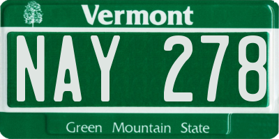 VT license plate NAY278