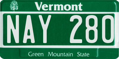 VT license plate NAY280