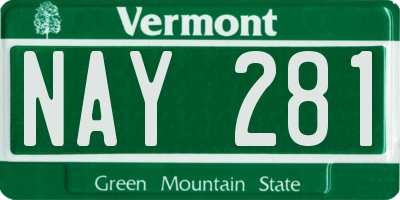 VT license plate NAY281