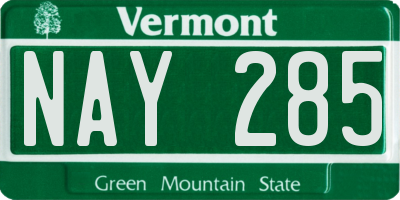 VT license plate NAY285